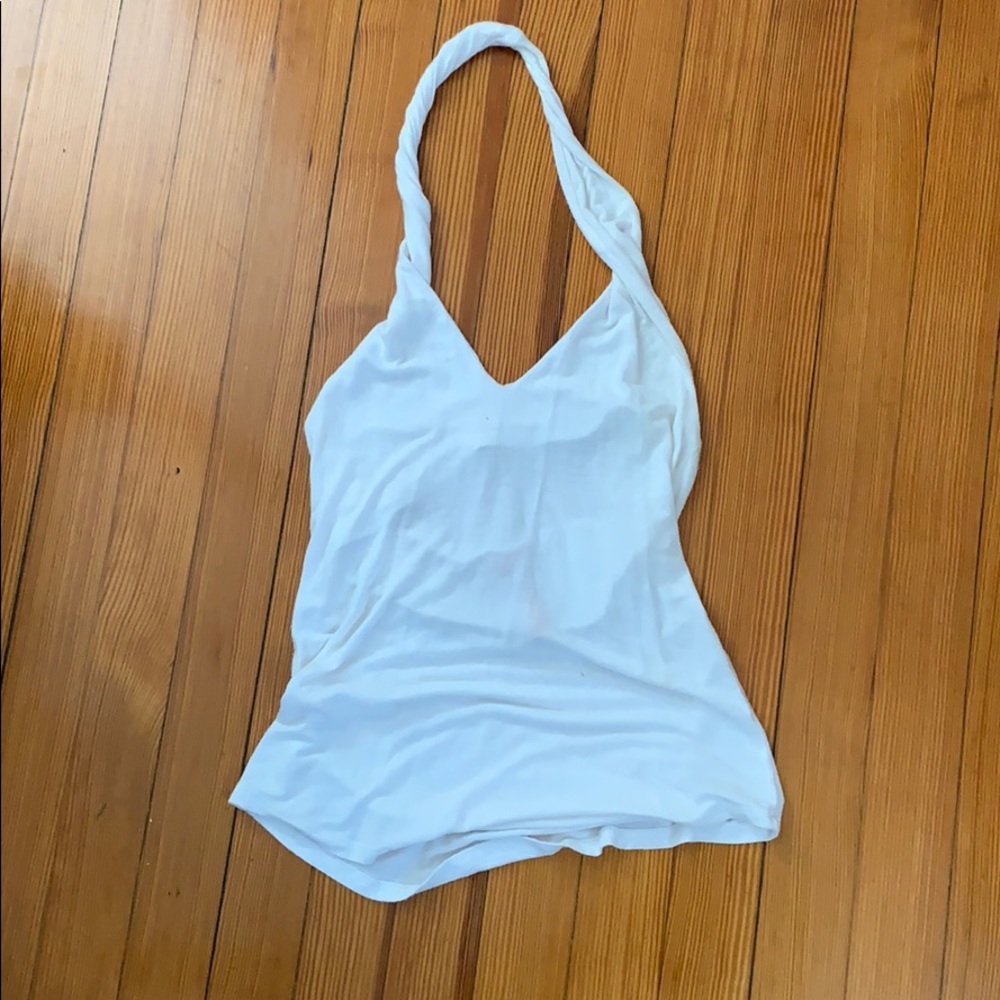 White halter neck tank top
